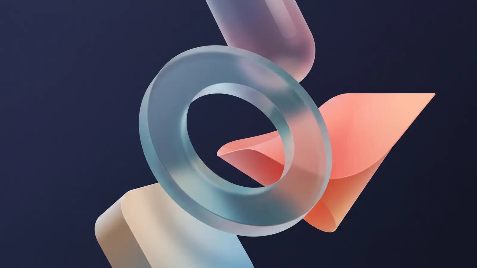 Abstract cover of a glass sphere floating above stacked shapes on a blue background, representing sound moving between a phone and a computer